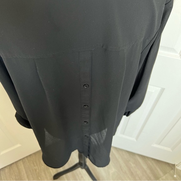 💋 Black Sheer Active USA Buttons Front & Back Blouse Top Size 3X - Picture 8 of 9